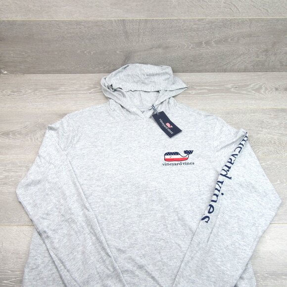 Vineyard Vines Graphic USA Hoodie Men's Size Medium Grey Heather Long Sleeve NEW - Picture 4 of 13